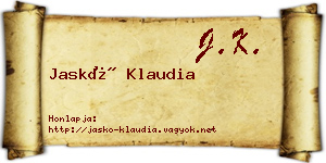 Jaskó Klaudia névjegykártya